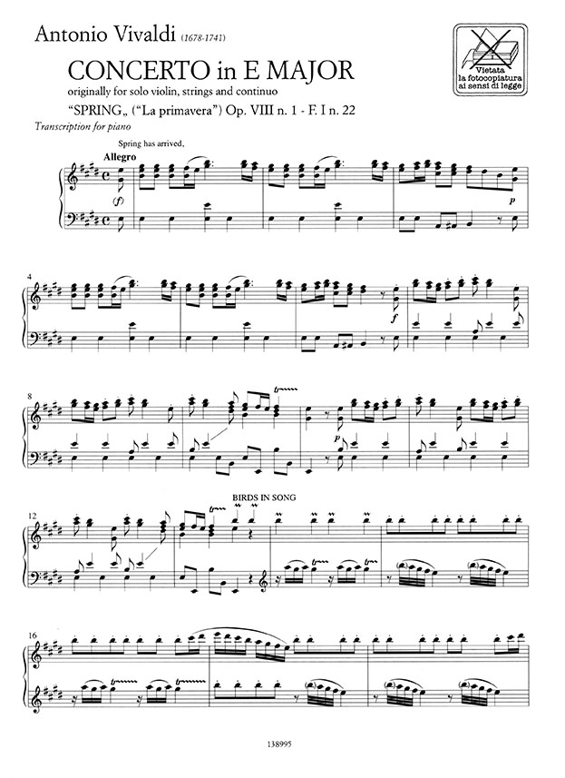 Antonio Vivaldi The Four Seasons Transcription for Piano Solo