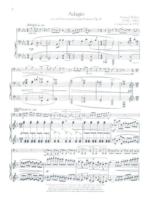 The G. Schirmer Cello Anthology 12 Works from the 20th Century