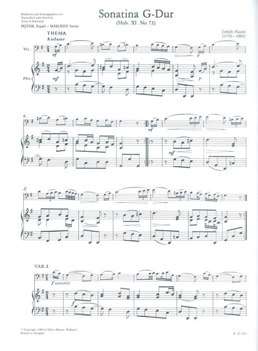 7 Sonatinas per Violoncello e Pianoforte