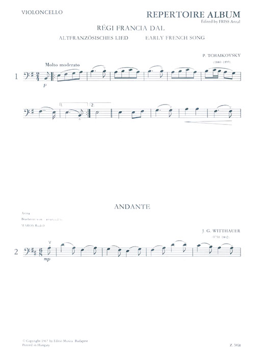 Repertoire Album for Violoncello and Piano