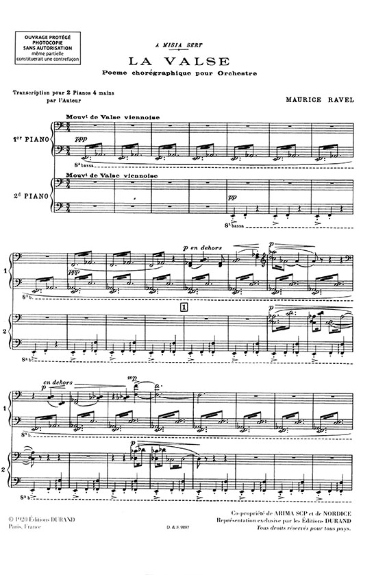 Ravel La Valse Poème choréographique pour orchestre, pour deux pianos