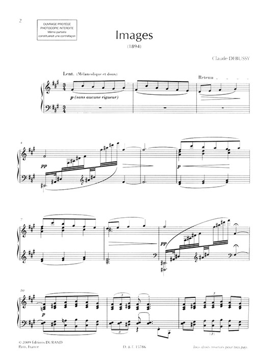 Claude Debussy Images (1984 - dédiées à Y. Lerolle) for The Piano