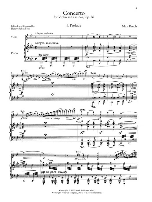 Three Romantic Violin Concertos Bruch, Mendelssohn, Tchaikovsky for Violin and Piano