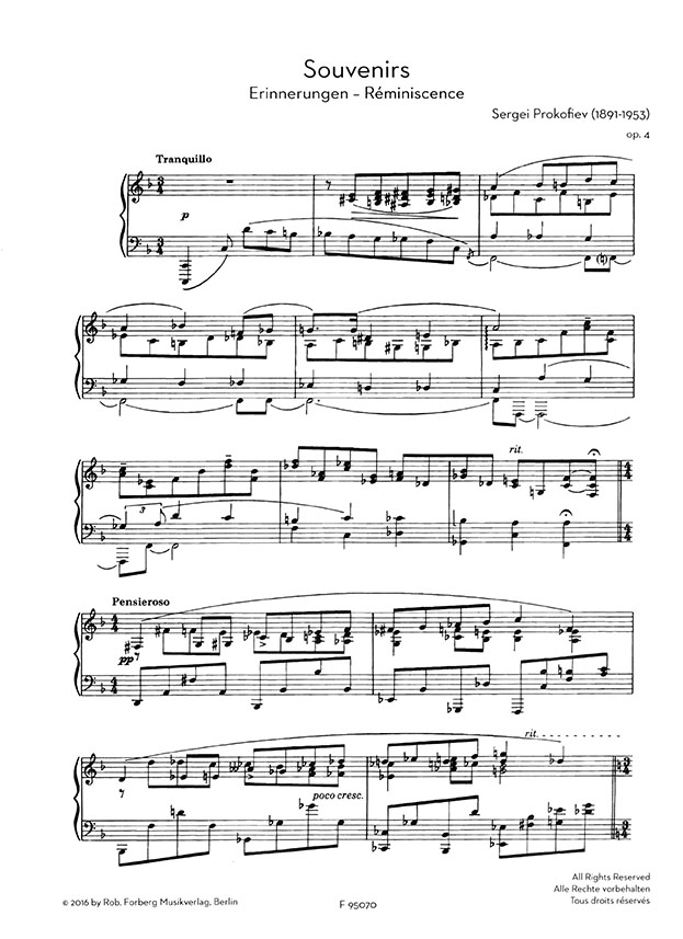 Sergei Prokofiev Four Pieces Op. 4 for Piano