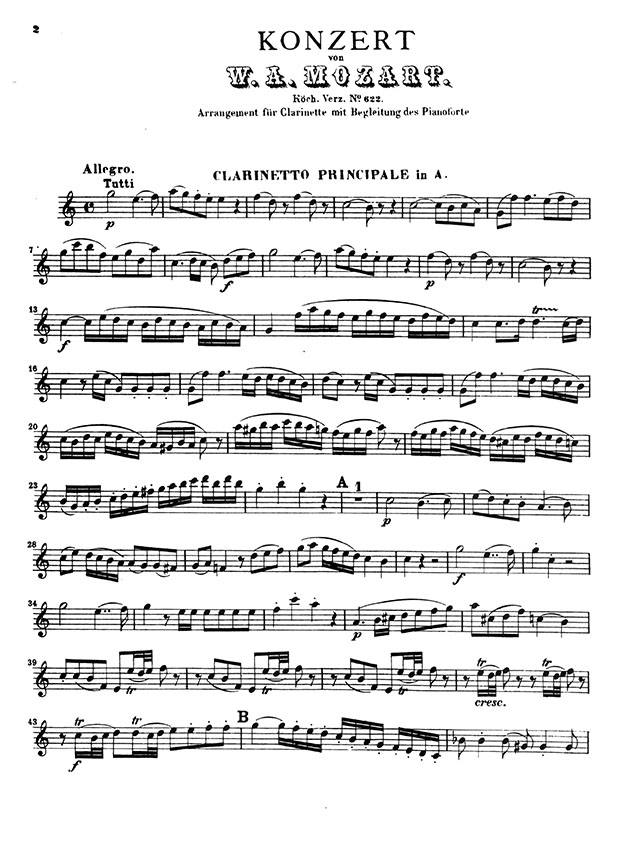 Mozart【Concerto In A Major , K. 622】for Clarinet In A and Piano