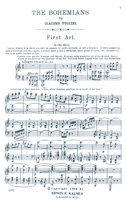 Puccini La Bohème Vocal Score Puccini La Bohème Vocal Score