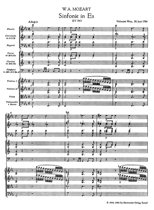 Mozart【Sinfonie in Es】Nr. 39／【Symphony in E-flat major】No. 39, KV543