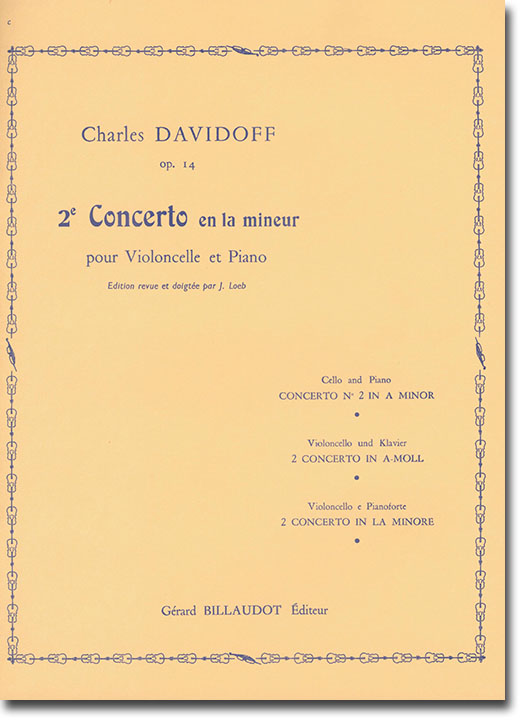 Charles Davidoff 2e Concerto en la Mineur Op. 14 pour Violoncelle et Piano