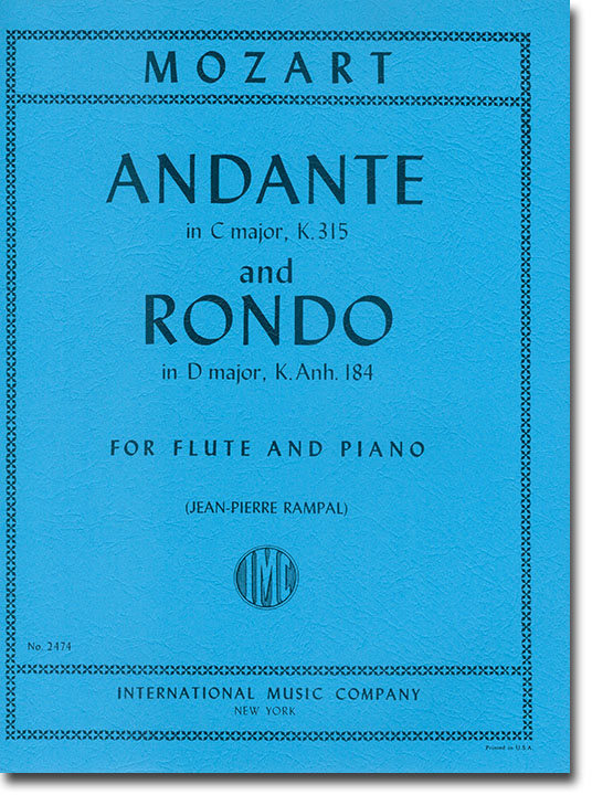 Mozart Andante in C Major, K. 315 and Rondo in D Major, K. Anh. 184 for Flute and Piano