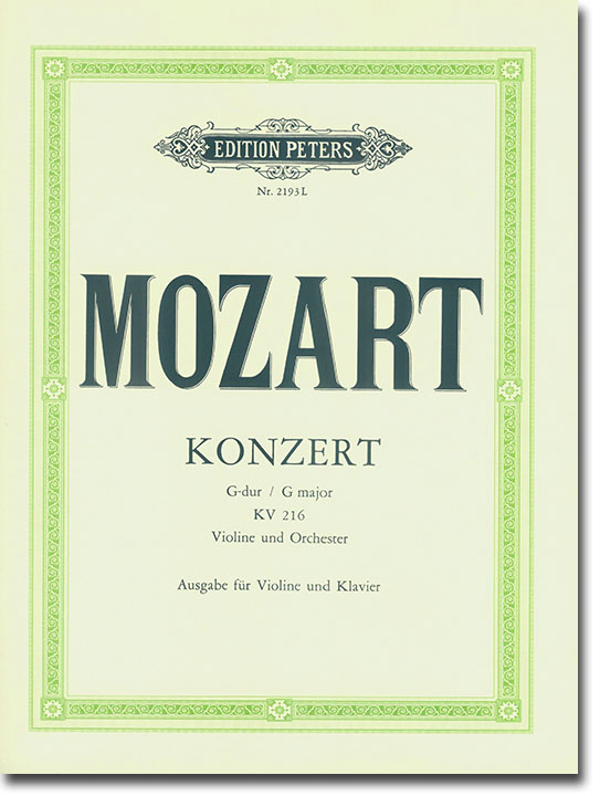 Mozart Konzert G major KV 216 Violine und Orchester Ausgabe für Violine und Klavier