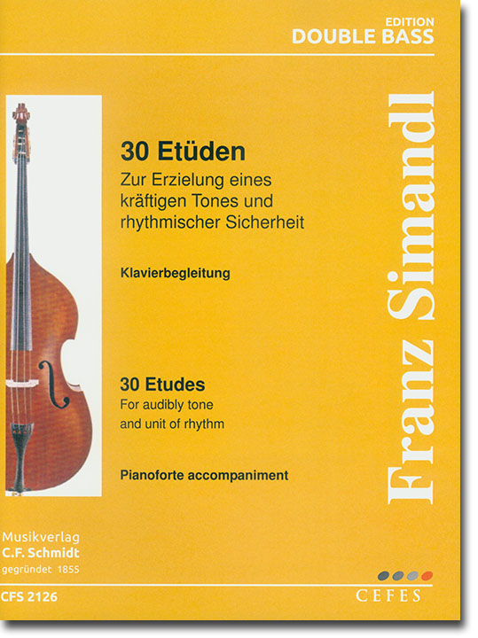 Franz Simandl 30 Etüden Klavierbegleitung Double Bass Edition
