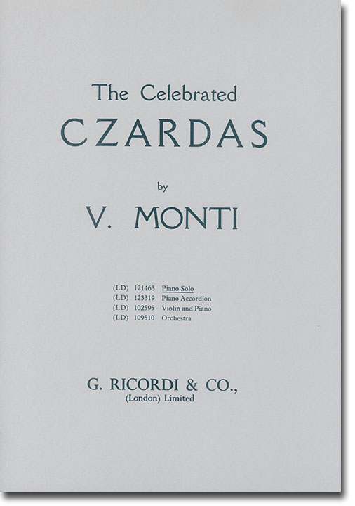 V. Monti The Celebrated Czardas Piano Solo