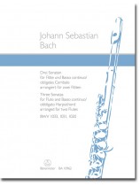 J.S. Bach Drei Sonaten für Flöte und Basso continuo / obligates Cembalo BWV 1033, 1031, 1020 arrangiert für zwei Flöten J.S. Bach Drei Sonaten für Flöte und Basso continuo / obligates Cembalo BWV 1033, 1031, 1020 arrangiert für zwei Flöten