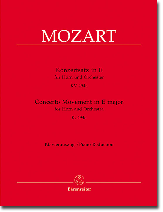 Mozart Konzertsatz in E für Horn und Orchester KV 494a Klavierauszug