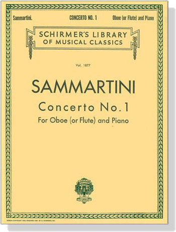 Sammartini【Concerto No. 1】for Oboe (or Flute) and Piano