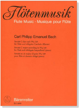 Carl Philipp Emanuel Bach【Sonate C-dur nach Wq 149】für Flute und obligates Cembalo(Klavier)