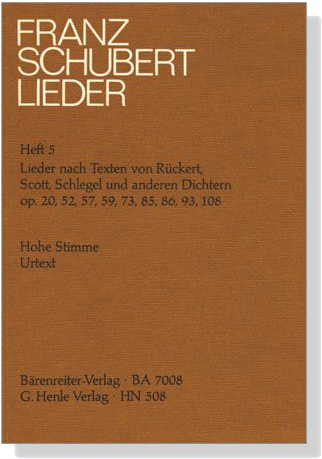 Schubert Lieder 5【Lieder nach Rückert, Scott, Schlegel und anderen Dichtern】Hoch