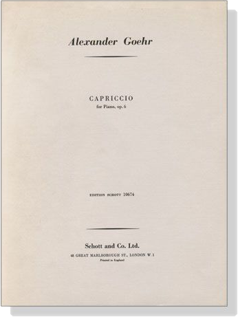 Alexander Goehr【Capriccio ,Op. 6】for Piano