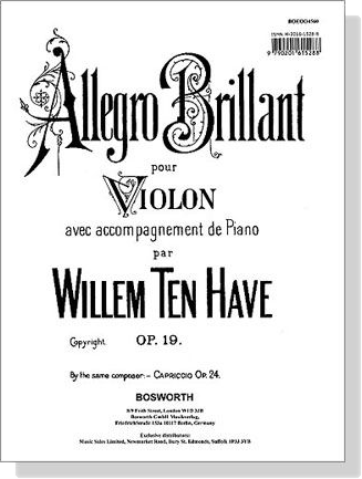 Willem Ten Have【Allegro Brillant , Op. 19】for  Violin and Piano