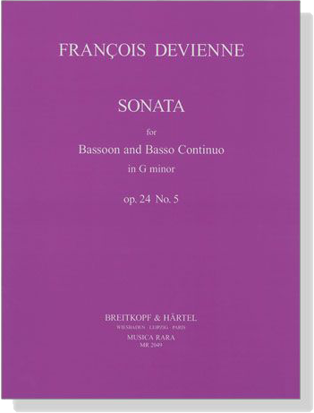Francois Devienne【Sonata in G minor , Op. 24 No. 5】for Bassoon and Basso Continuo