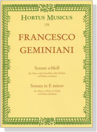 Francesco Geminiani【Sonate e-Moll】für Oboe oder Querflöte oder Violine und Basso continuo