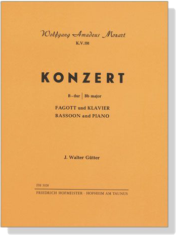 Mozart【Konzert B-Dur , K.V. 191】Fagott und Klavier