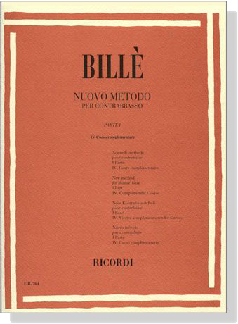 Billé Nuovo Metodo Per Contrabbasso【ParteⅠ】Ⅳ Corso complementare