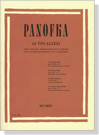 Panofka【24 Vocalizzi】per Soprano, Mezzosoprano O Tenore con Accompagnamento di Pianoforte