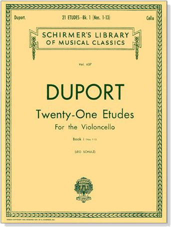 Duport【21 Etudes】for the Violoncello, Book 1