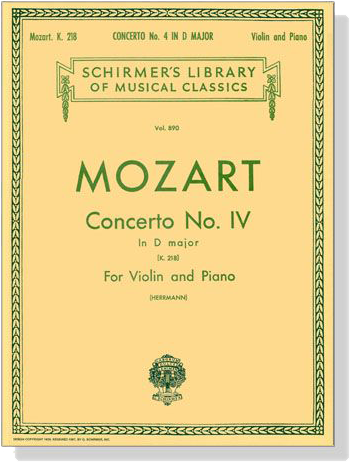 Mozart【Concerto No. 4 in D Major, K. 218】for Violin and Piano