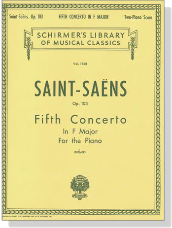 Saint-Saens【Fifth Concerto In F Major ,Op. 103】For the Piano , Two-Piano Score