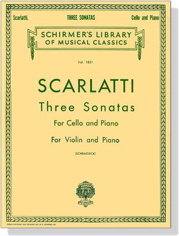 A. Scarlatti【Three Sonatas】for Cello and Piano