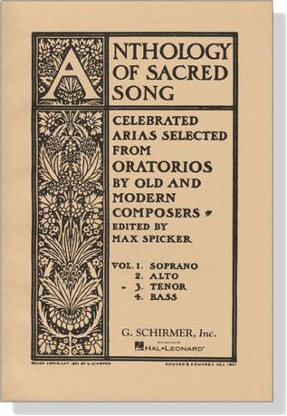 Arias Selected from Oratorios , Vol. 3. -Tenor , Anthology of Sacred Song Arias Selected from Oratorios , Vol. 3. -Tenor , Anthology of Sacred Song