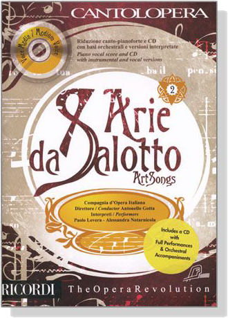 Cantolopera : Arie da Salotto / Art Songs【CD+樂譜】Voce Media／Medium Voice , Vol. 2