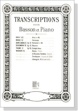 Saint-Saens(C.)【Op. 51 , Romance en Re】Transcriptions pour Basson et Piano