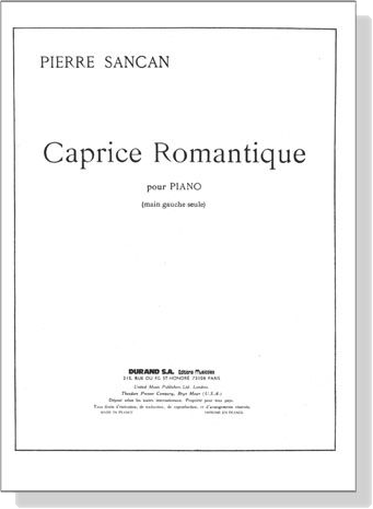 Pierre Sancan【Caprice Romantique】Pour Piano (main gauche seule)