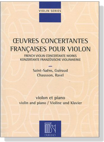 Ceuvres Concertantes Francaises Pour Violon violon et piano