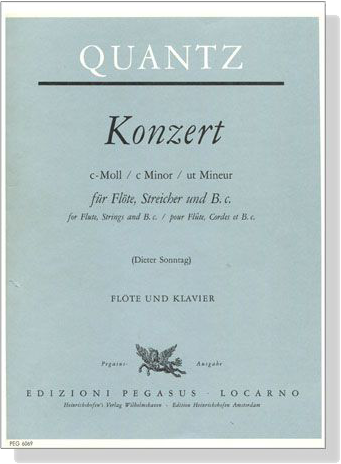 Quantz【Konzert c-Moll】für Flöte, Streicher und B.c. Flöte und Klavier