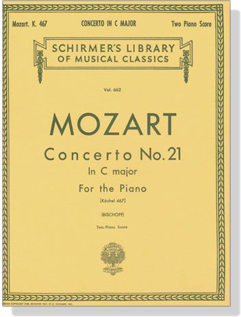 Mozart【Concerto No. 21 in C major , K. 467】for the Piano , Two-Piano Score