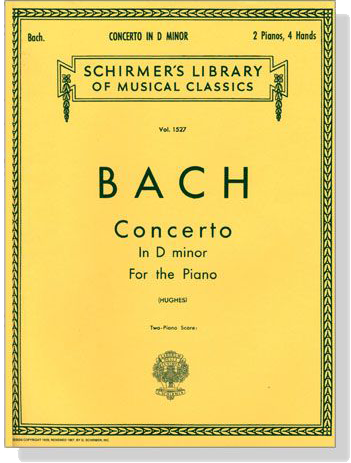 J.S. Bach【Concerto In D minor】For the Piano(2-piano score)