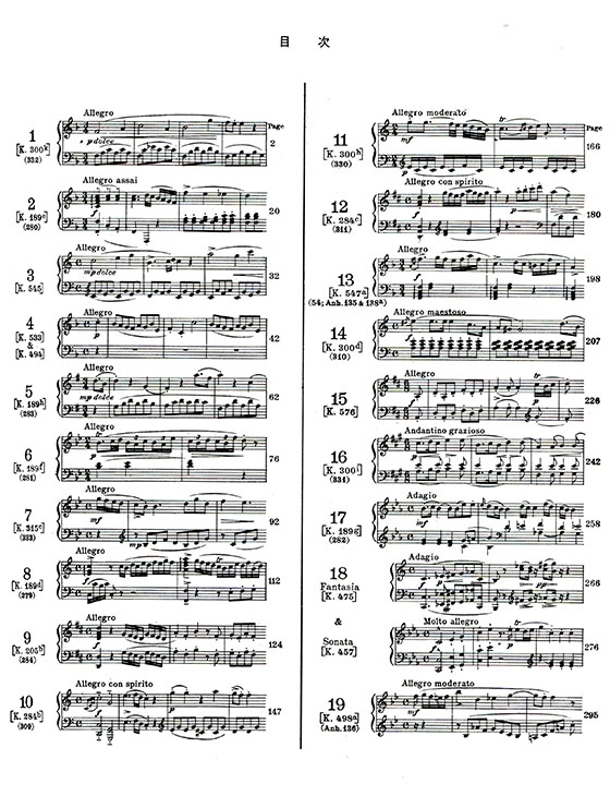 莫扎特 十九首鋼琴奏鳴曲集（合訂本）
