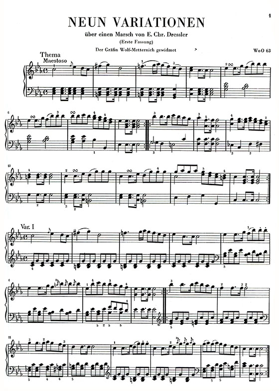 貝多芬【原典版】鋼琴變奏曲全集 第一冊