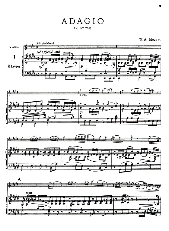 莫差特 慢板與輪旋曲-作品261（小提琴獨奏+鋼琴伴奏譜）
