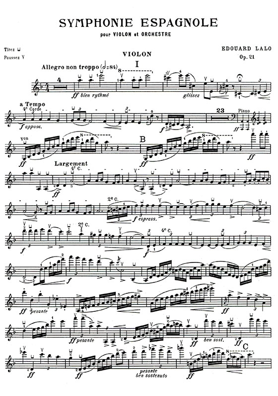 拉羅 西班牙交響曲-作品21（小提琴獨奏+鋼琴伴奏譜）