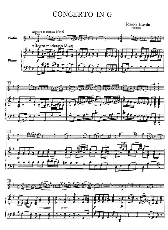 海頓 第二號協奏曲G大調（小提琴獨奏+鋼琴伴奏譜）