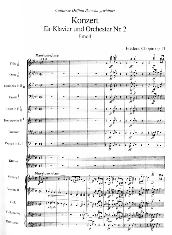 Chopin【Konzert  Nr.2 F-Moll Op.21】für Klavier und Orchester