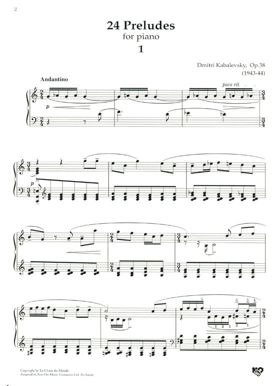 Kabalevsky【Twenty-Four Preludes , Op. 38】Piano カバレフスキー【 24のプレリュード】作品38 Kabalevsky【Twenty-Four Preludes , Op. 38】Piano カバレフスキー【 24のプレリュード】作品38