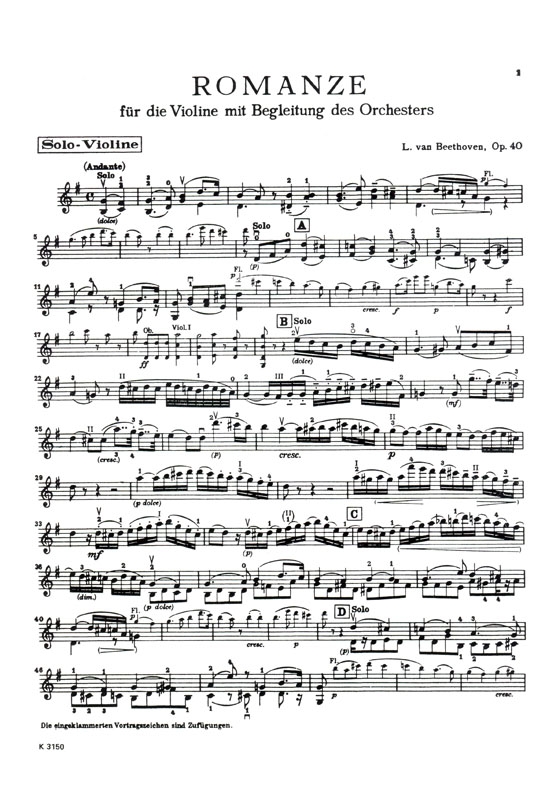 Beethoven【Two Romances】Op. 40 and 50 for Violin and Piano