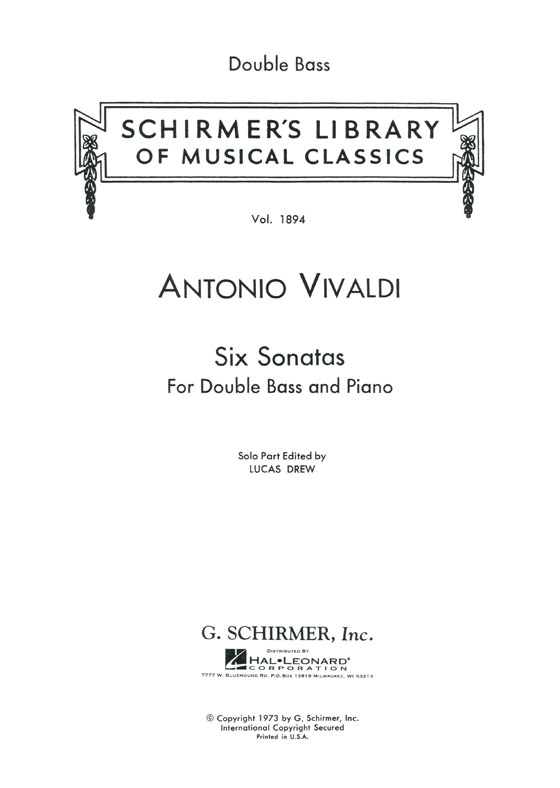 Vivaldi 【Six Sonatas】For Double Bass and Piano