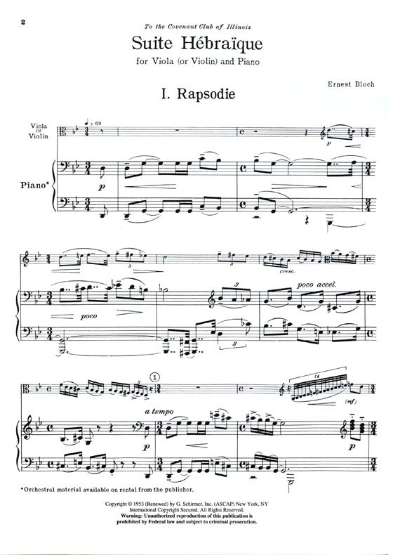 Ernest Bloch 【Suite Hebraique】 for Viola(or Violin) and Piano